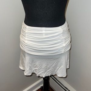 White Mini Skirt Ruched Stretchy Flowy XS